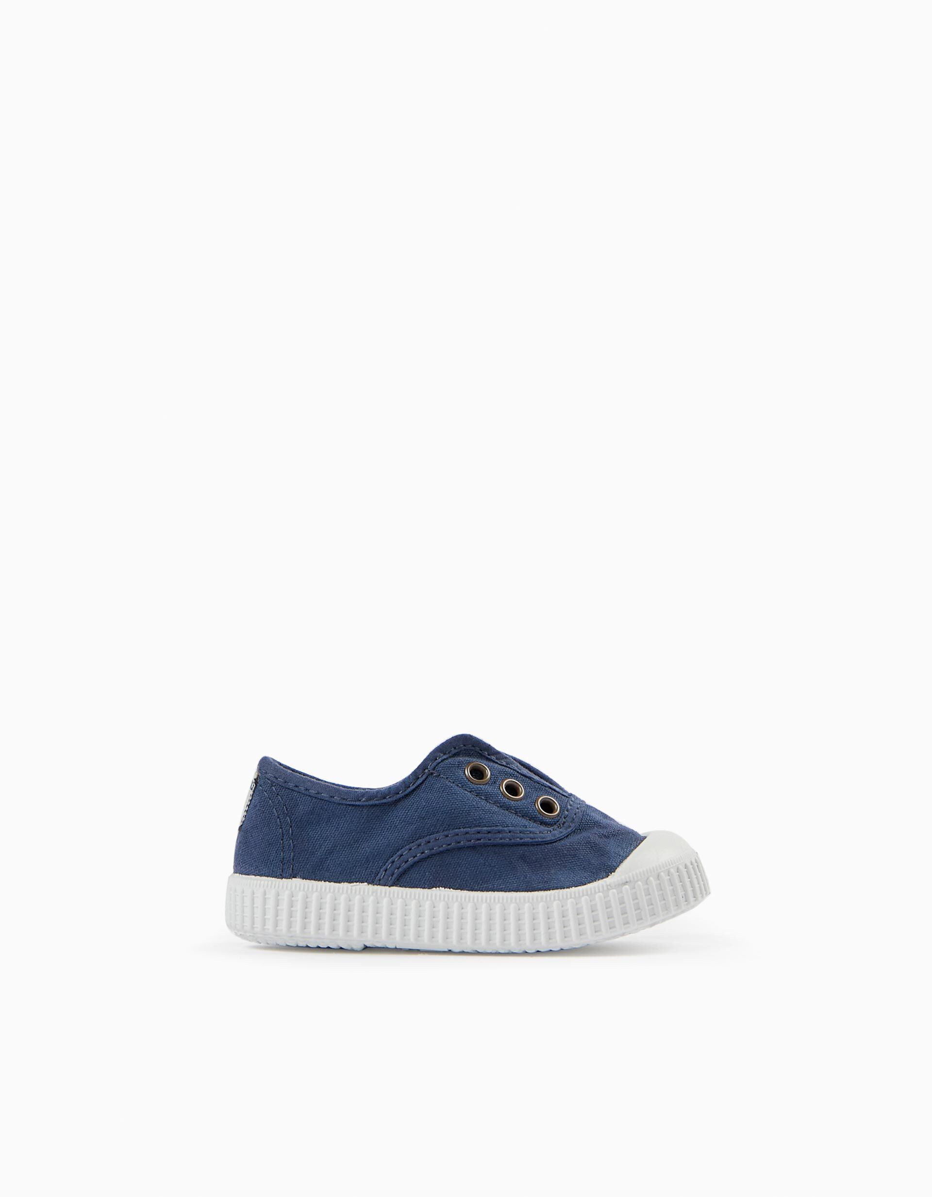 Sapatilhas Inglesas de Lona para Bebe e Crianca Victoria Azul Escuro Zippy Online Portugal